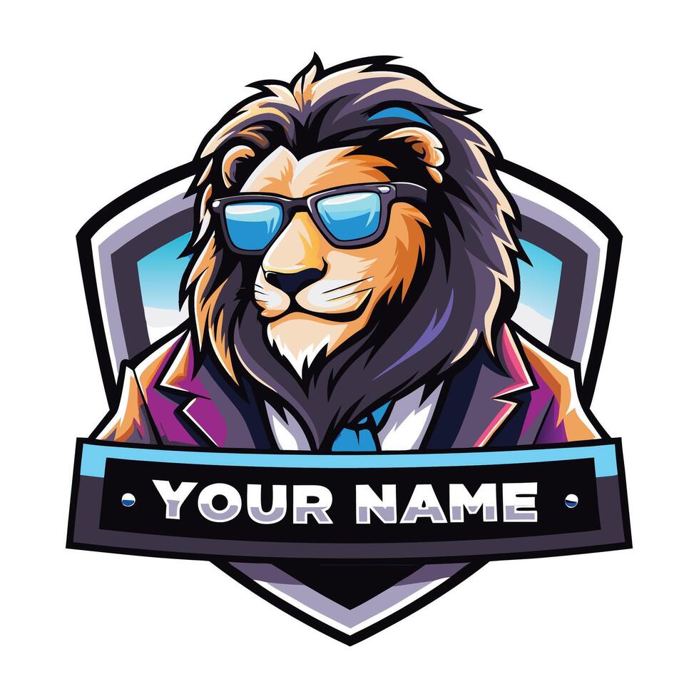 lion mascot with sunglasses and tie vector