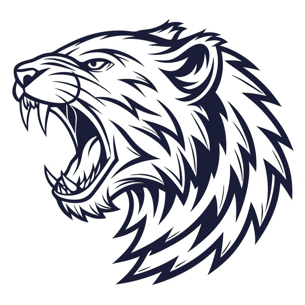 a roaring lion head on a white background vector