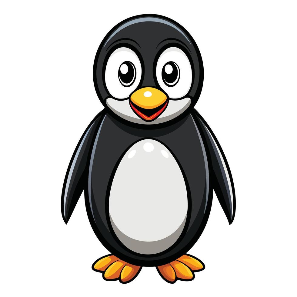 a cartoon penguin standing on a white background vector