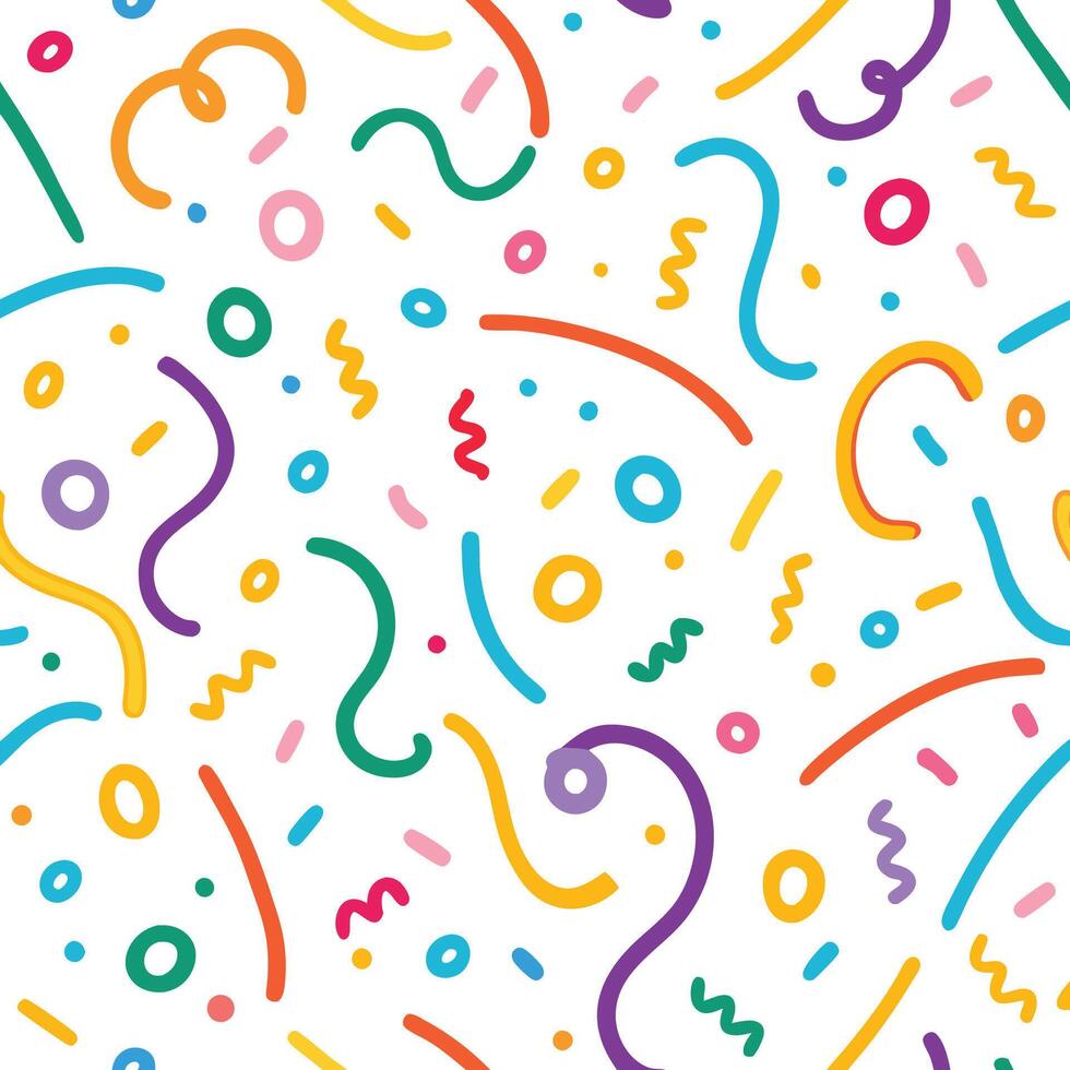 a colorful pattern with confetti and streamers vector