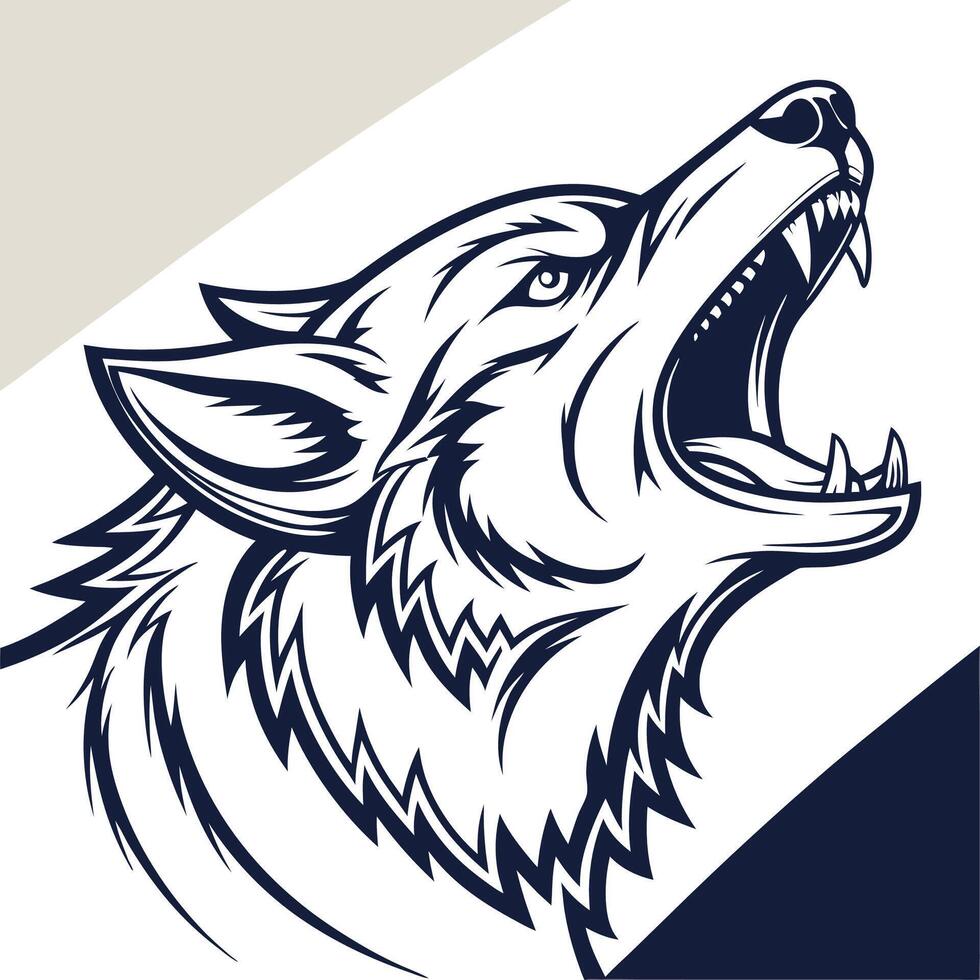 howling wolf art vector