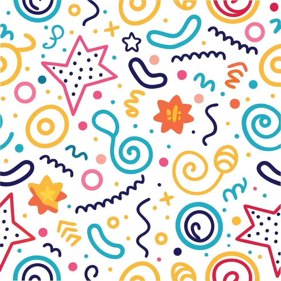 seamless pattern with colorful shapes and stars vector