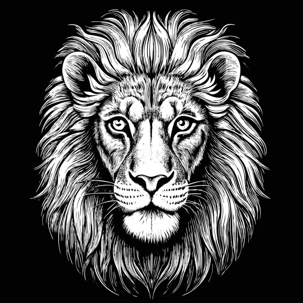 lion head in a black and white drawing style vector
