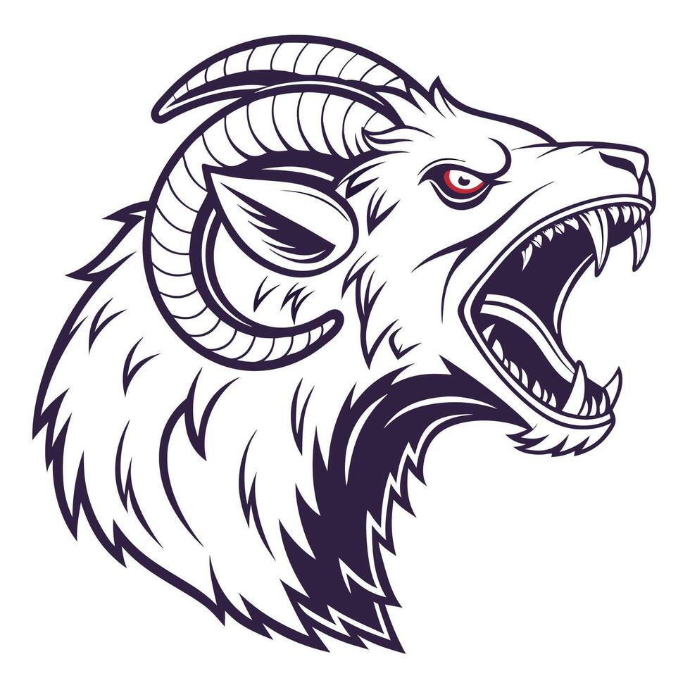 the head of a ram with its mouth open vector