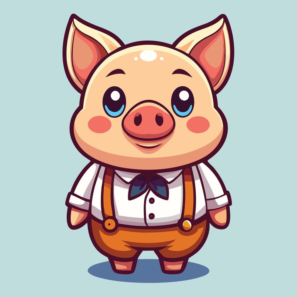 a cartoon pig wearing a shirt and tie vector