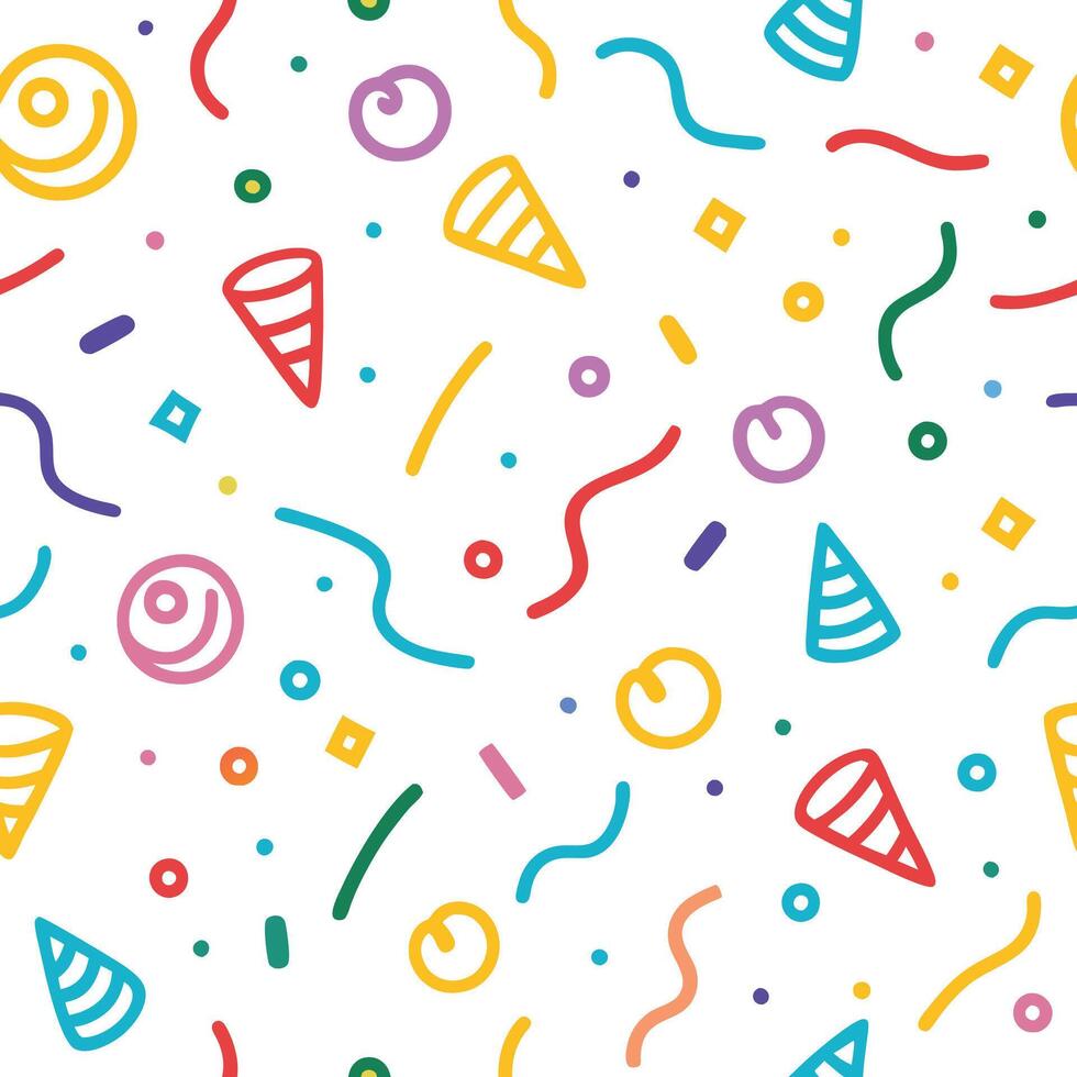 a colorful party background with confetti and ice cream cones vector