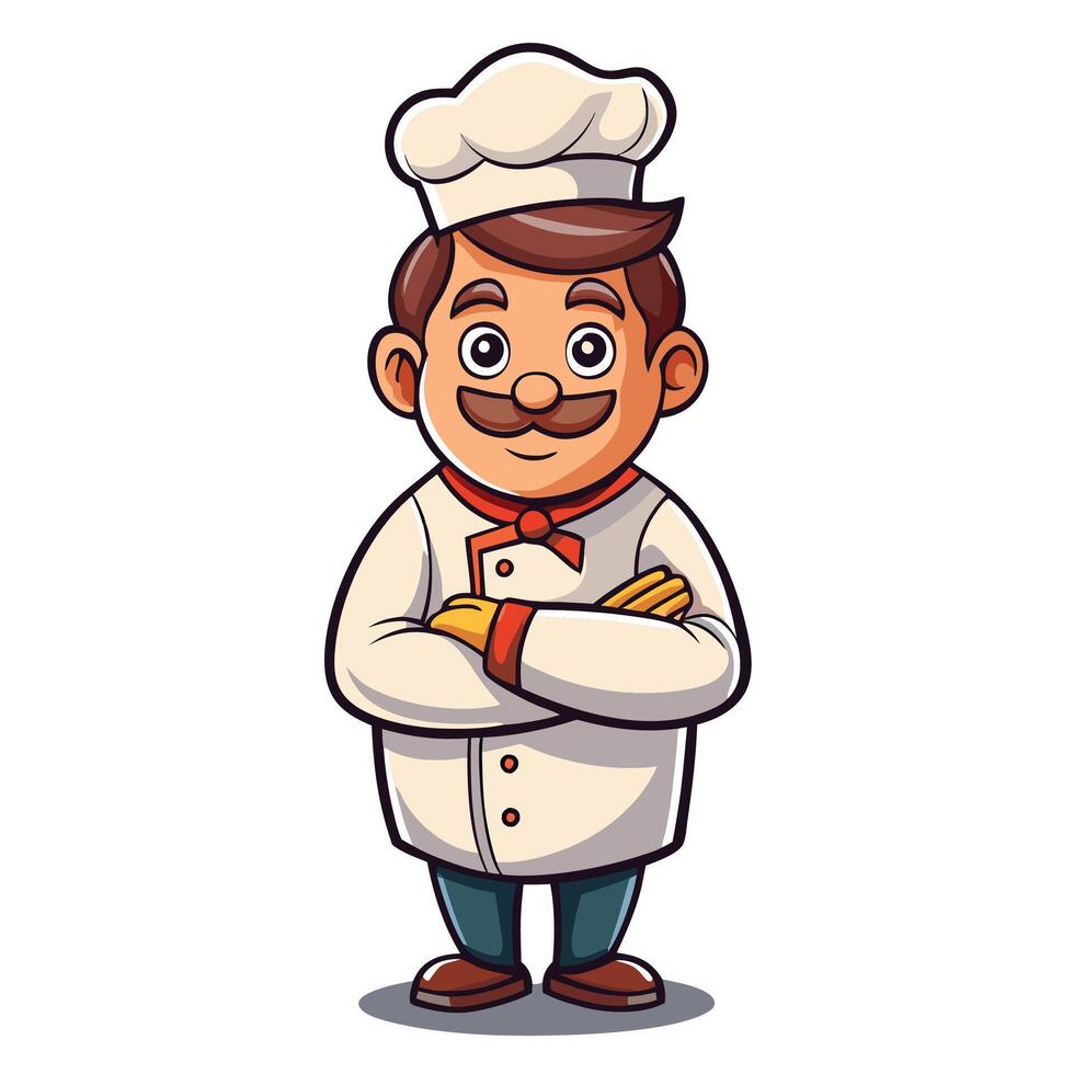 cartoon chef with mustache and mustache vector