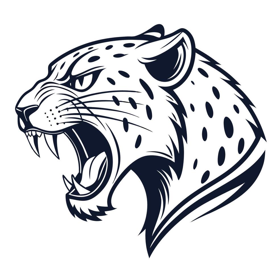 a leopard head with its mouth open vector