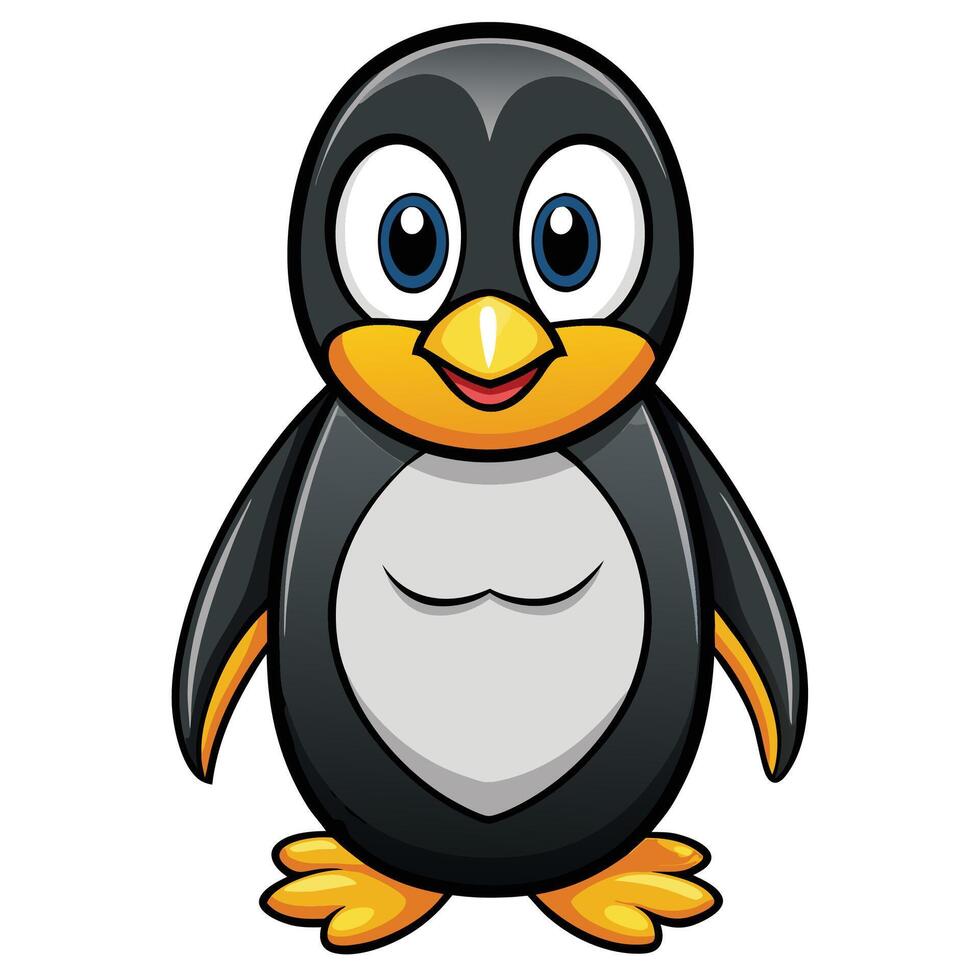 a cartoon penguin standing on a white background vector