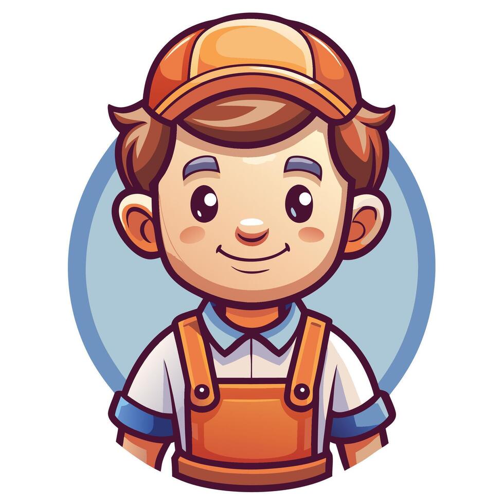 a cartoon character wearing an overalls and cap vector