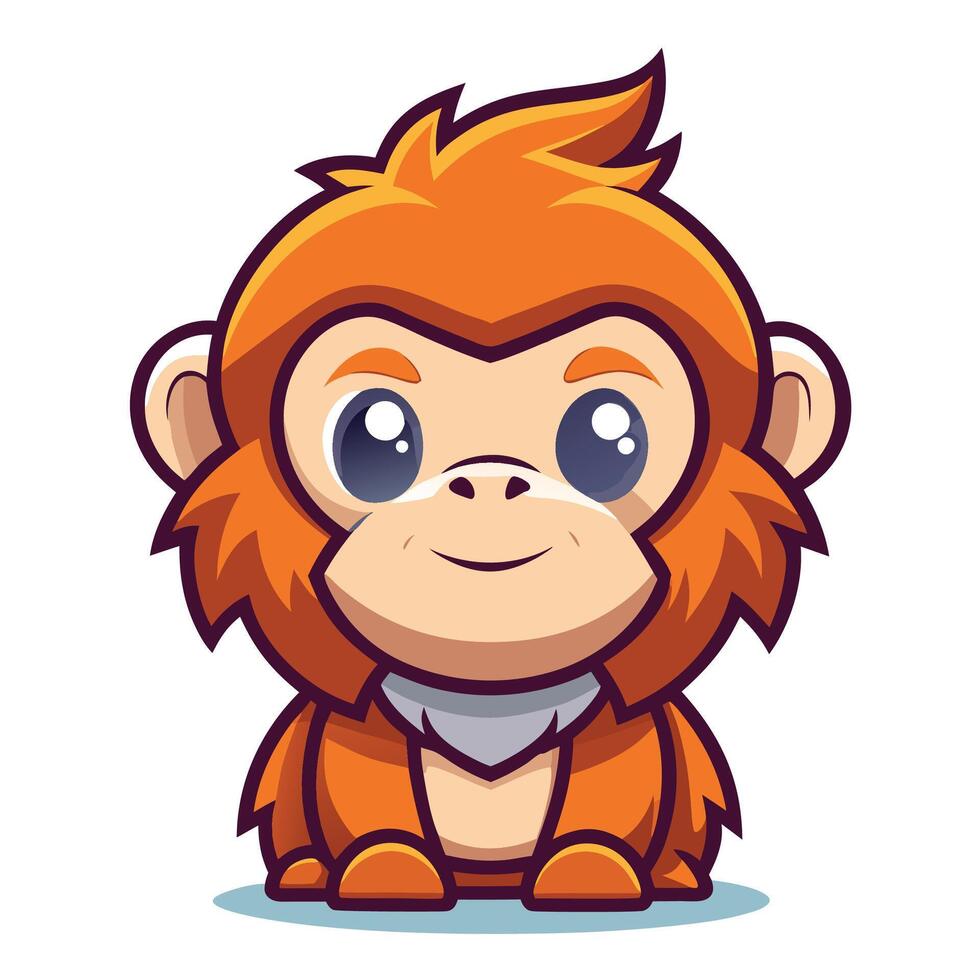 cute monkey cartoon character illustration vector