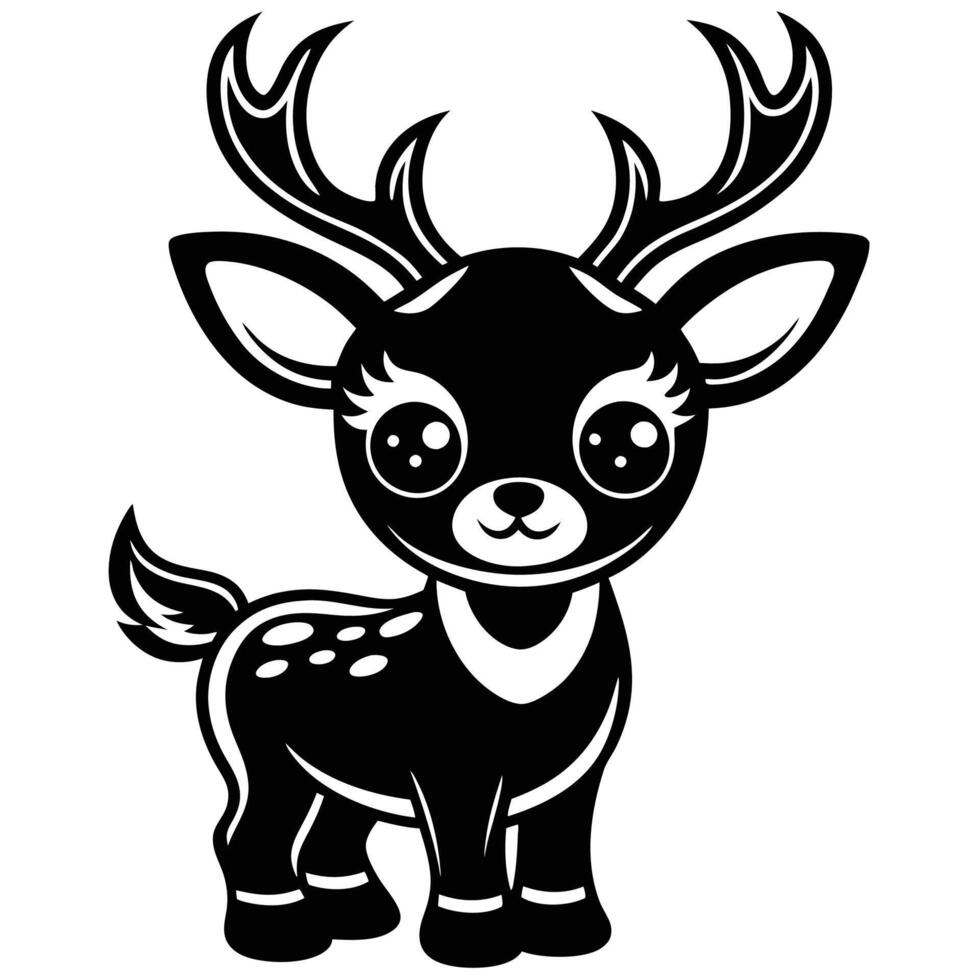 a black and white deer with horns vector