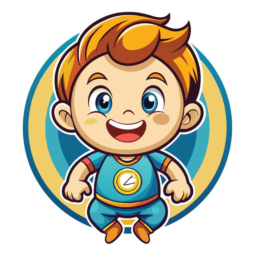 a cartoon boy with a lightning bolt on his chest vector