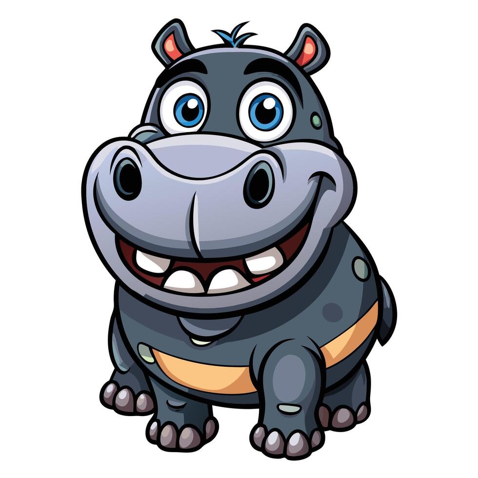 cartoon hippo illustration vector