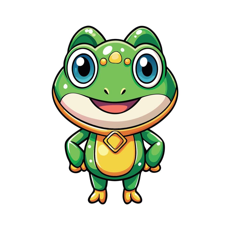 a cartoon frog with a gold chain and a big smile vector