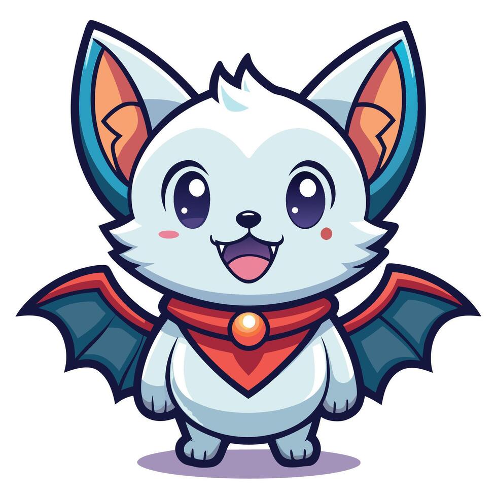 a cartoon bat character with a red cape vector