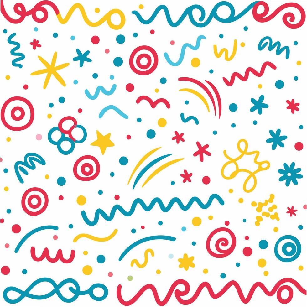 a colorful pattern with various shapes and lines vector