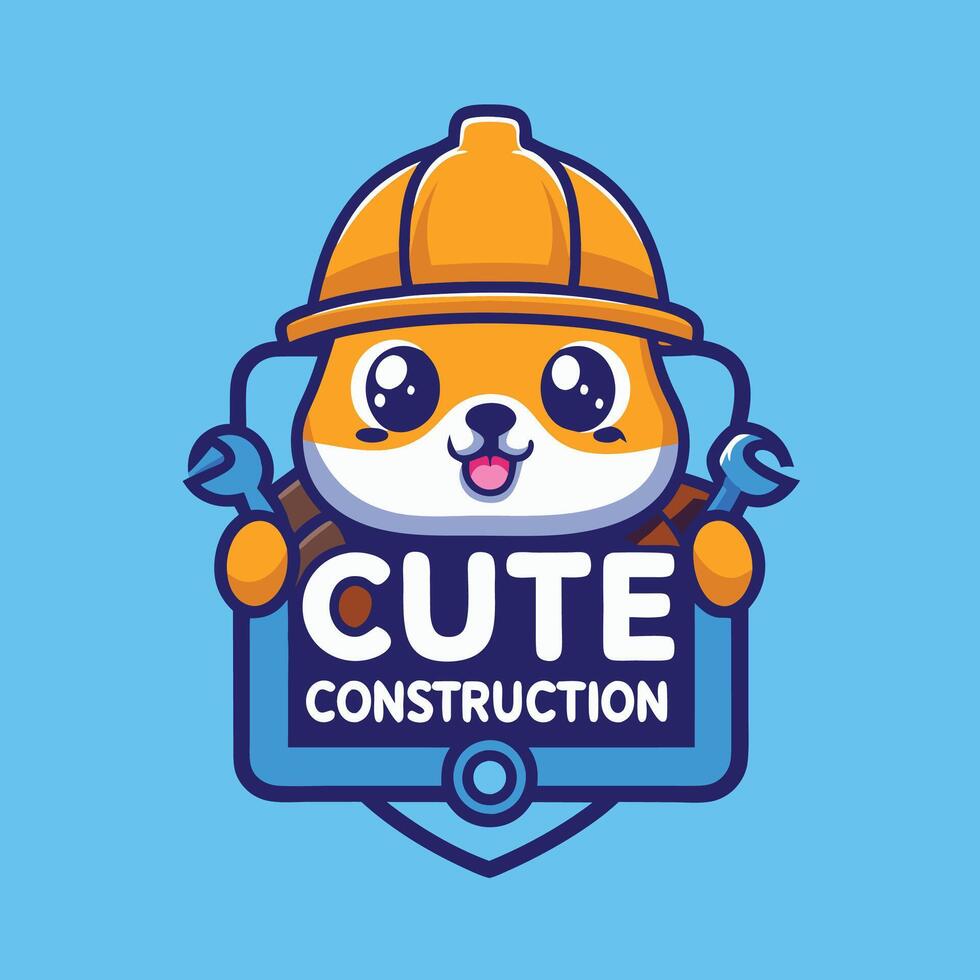 cute construction logo design vector