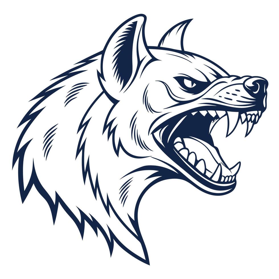 an angry wolf head with its mouth open vector