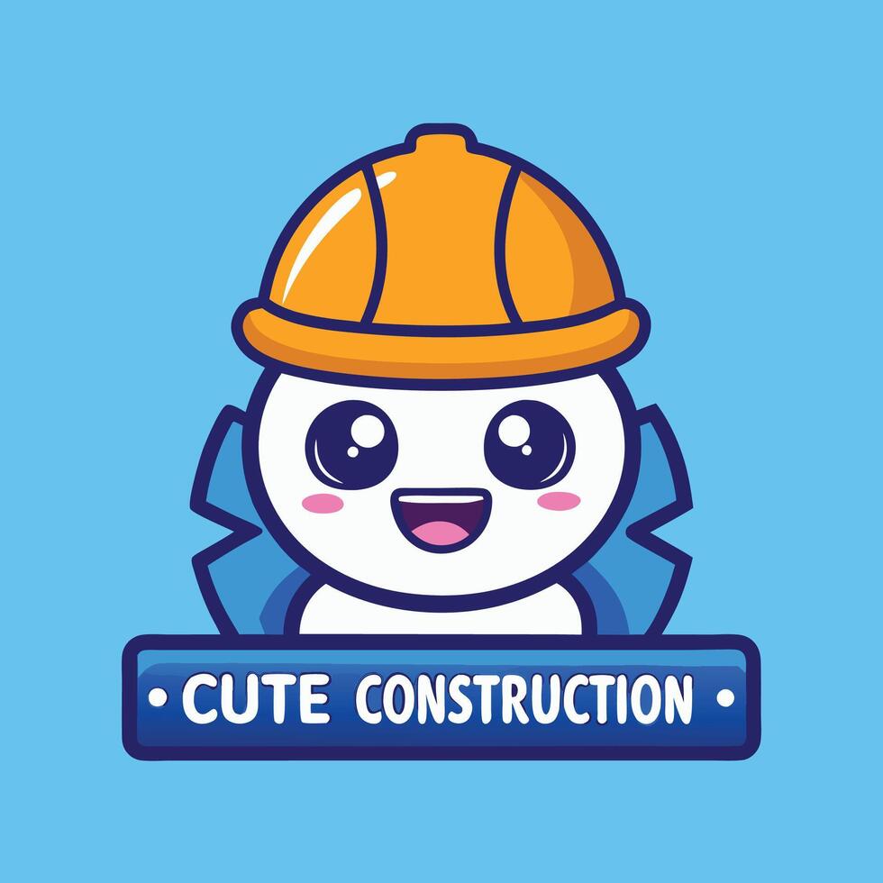 cute construction logo design vector