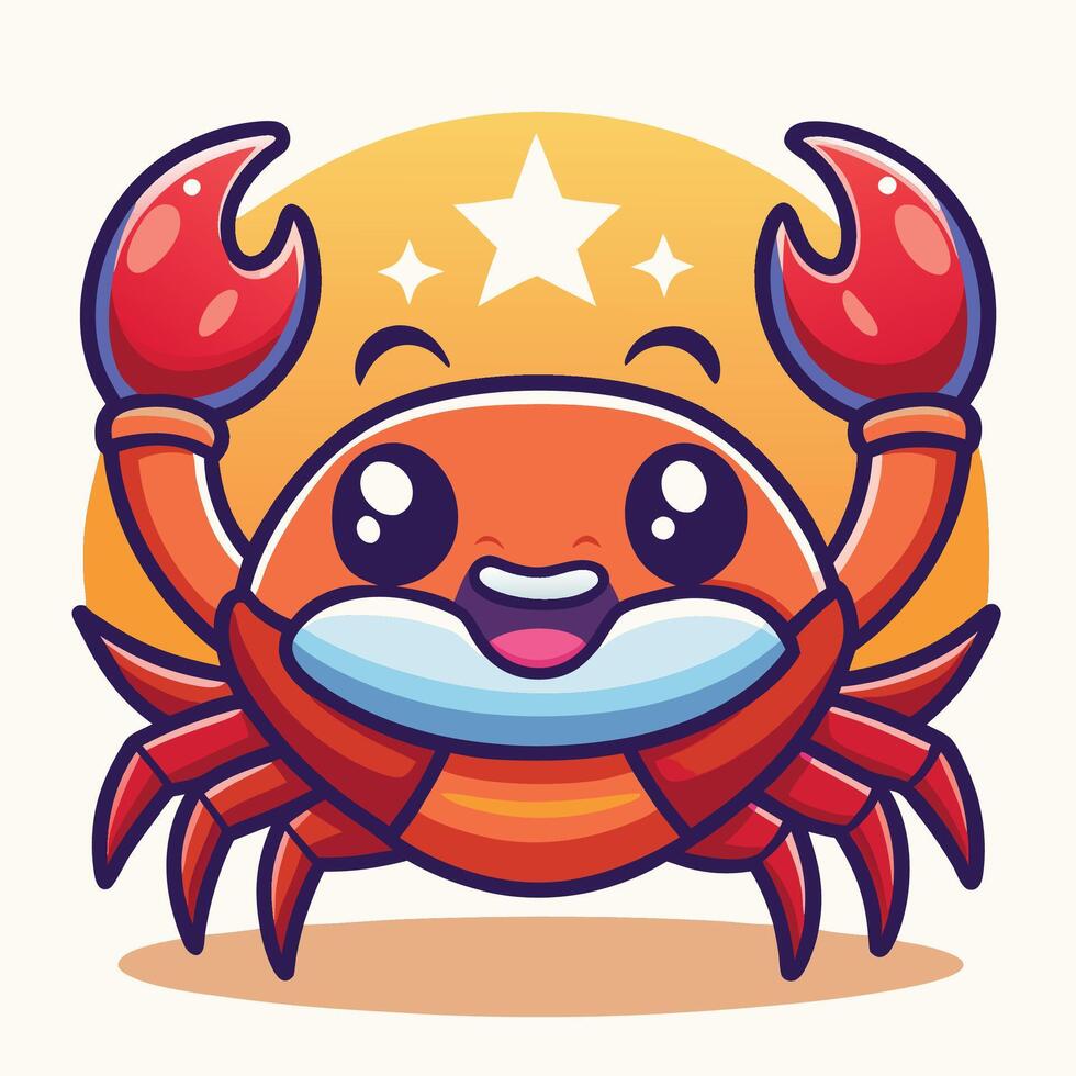 a cartoon crab with a star on its head vector