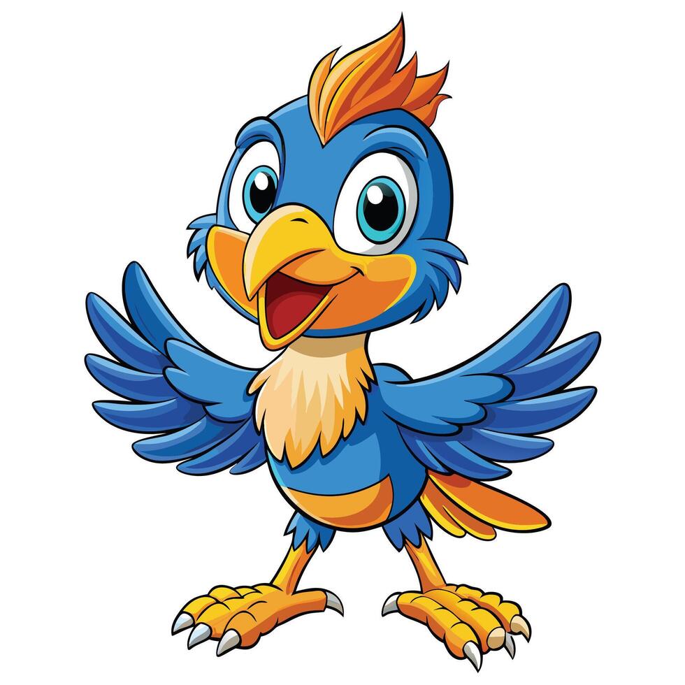 cartoon blue bird with orange beak vector