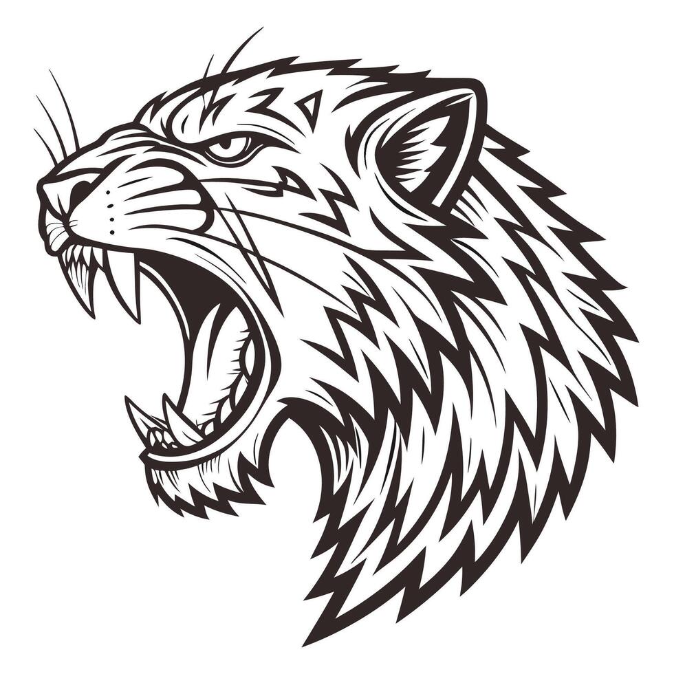 a roaring tiger head on a white background vector