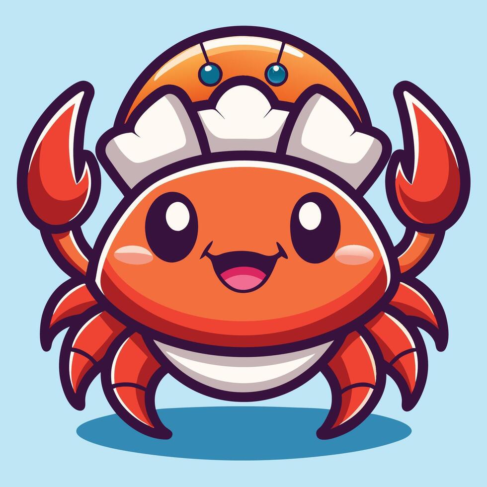 a cartoon crab with a hat on its head vector