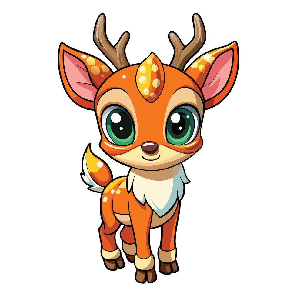 a cartoon deer with big eyes and horns vector