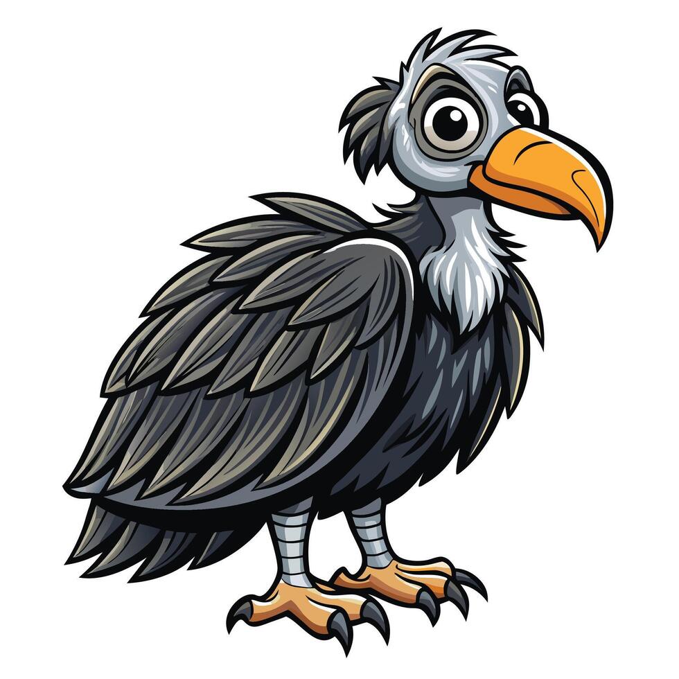 a cartoon vulture with a long beak and big feet vector