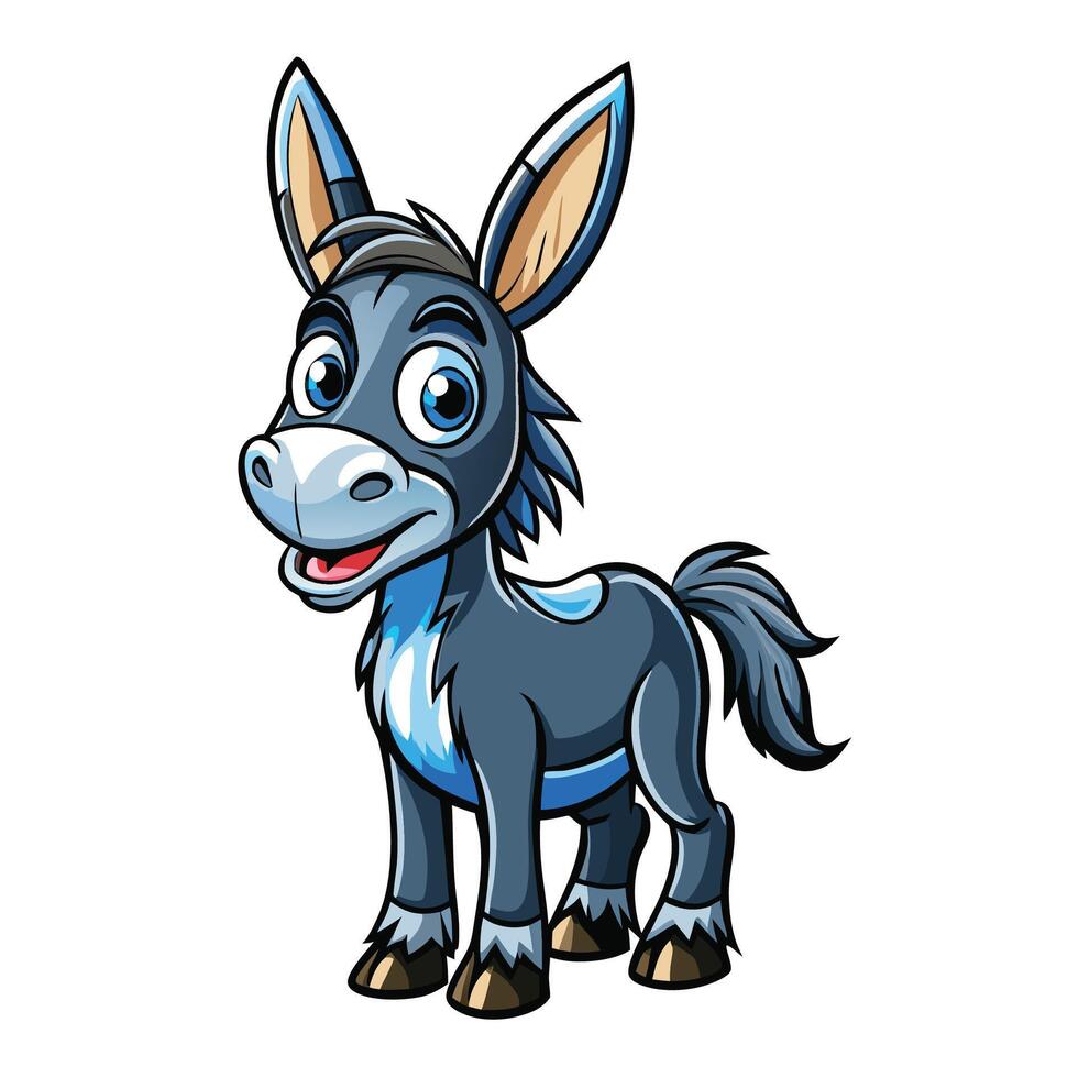 a cartoon donkey with blue eyes and a blue nose vector