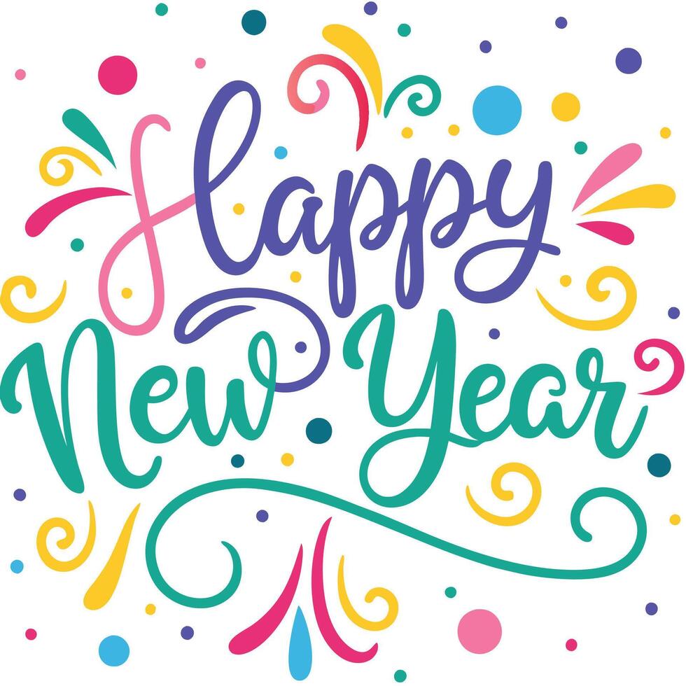 happy new year text with colorful lettering vector