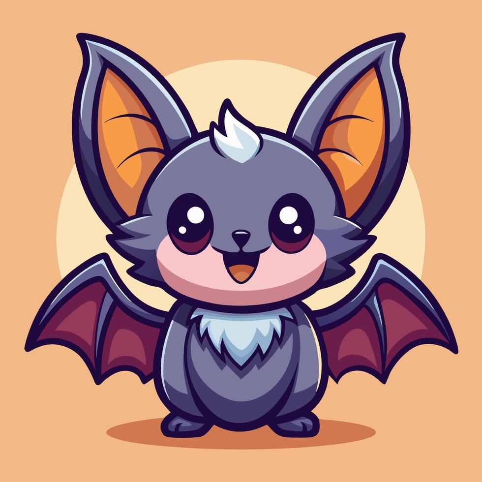 cute bat character illustration vector