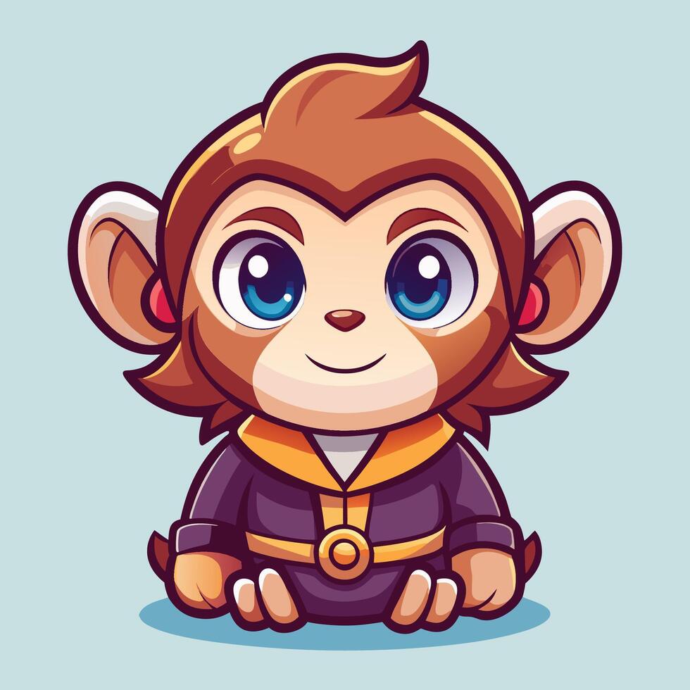 cartoon monkey character with blue eyes and a yellow shirt vector