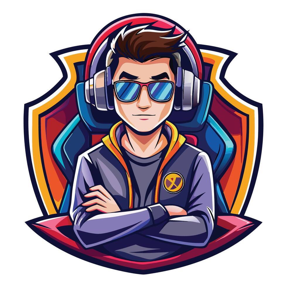 a cartoon character with headphones and sunglasses vector