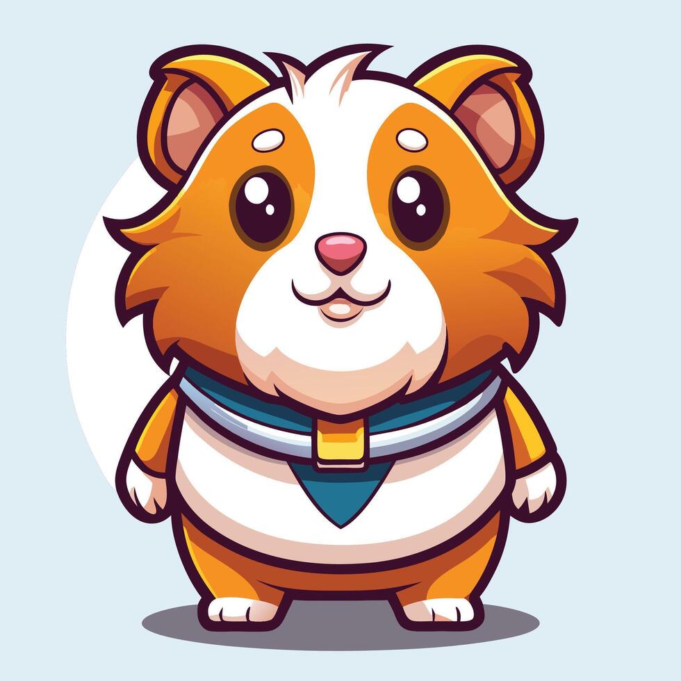 a cartoon hamster with a blue collar and blue eyes vector