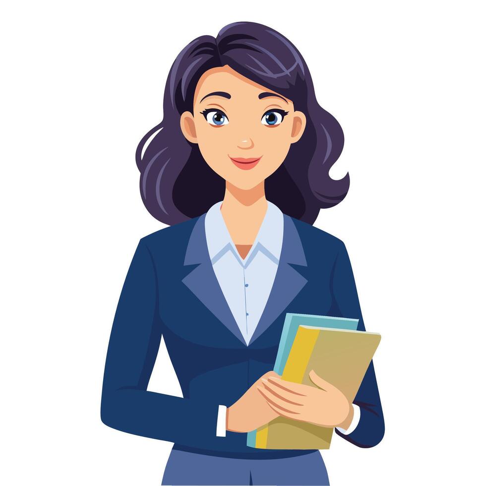 a woman in a business suit holding a folder vector