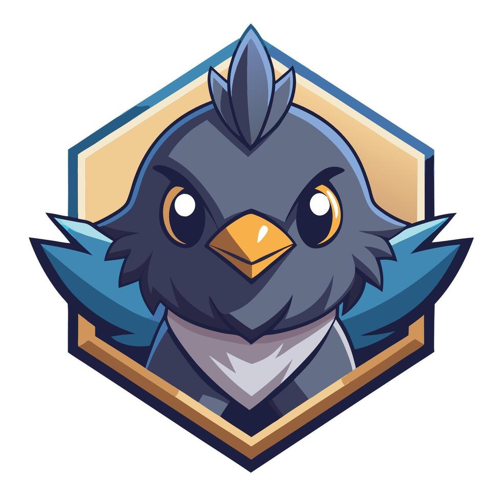 a cartoon bird with a blue head and white feathers vector