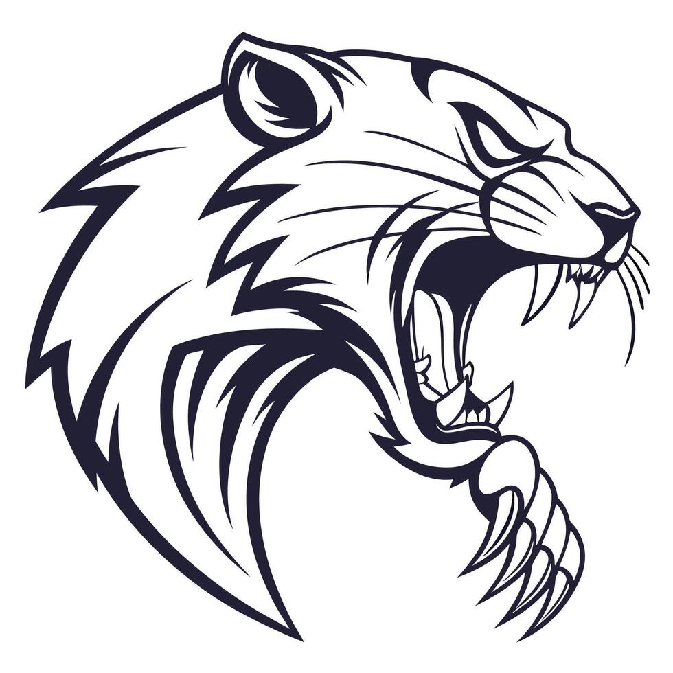 a black and white illustration of a panther head vector