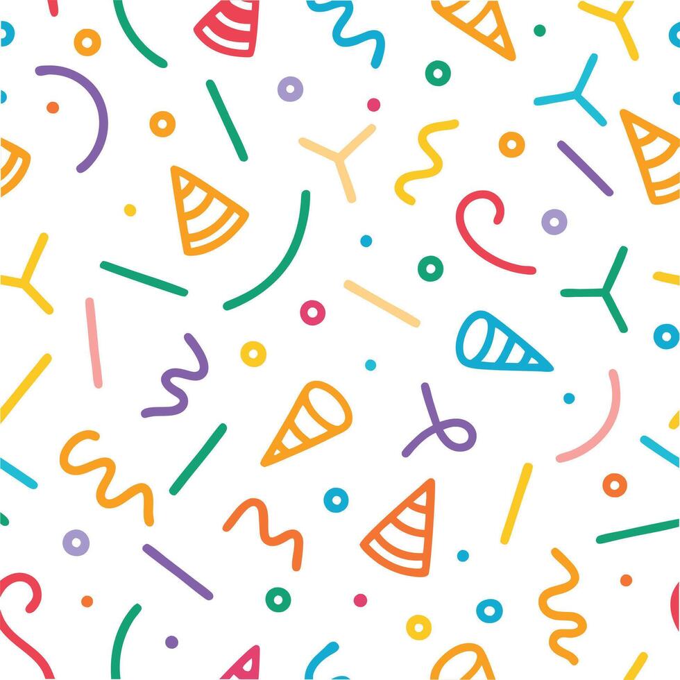 a colorful party pattern with confetti and streamers vector