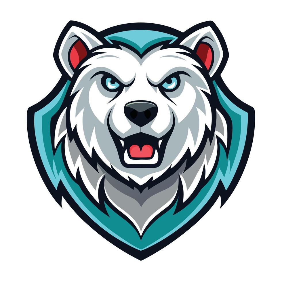 the head of a polar bear in the middle of a shield vector