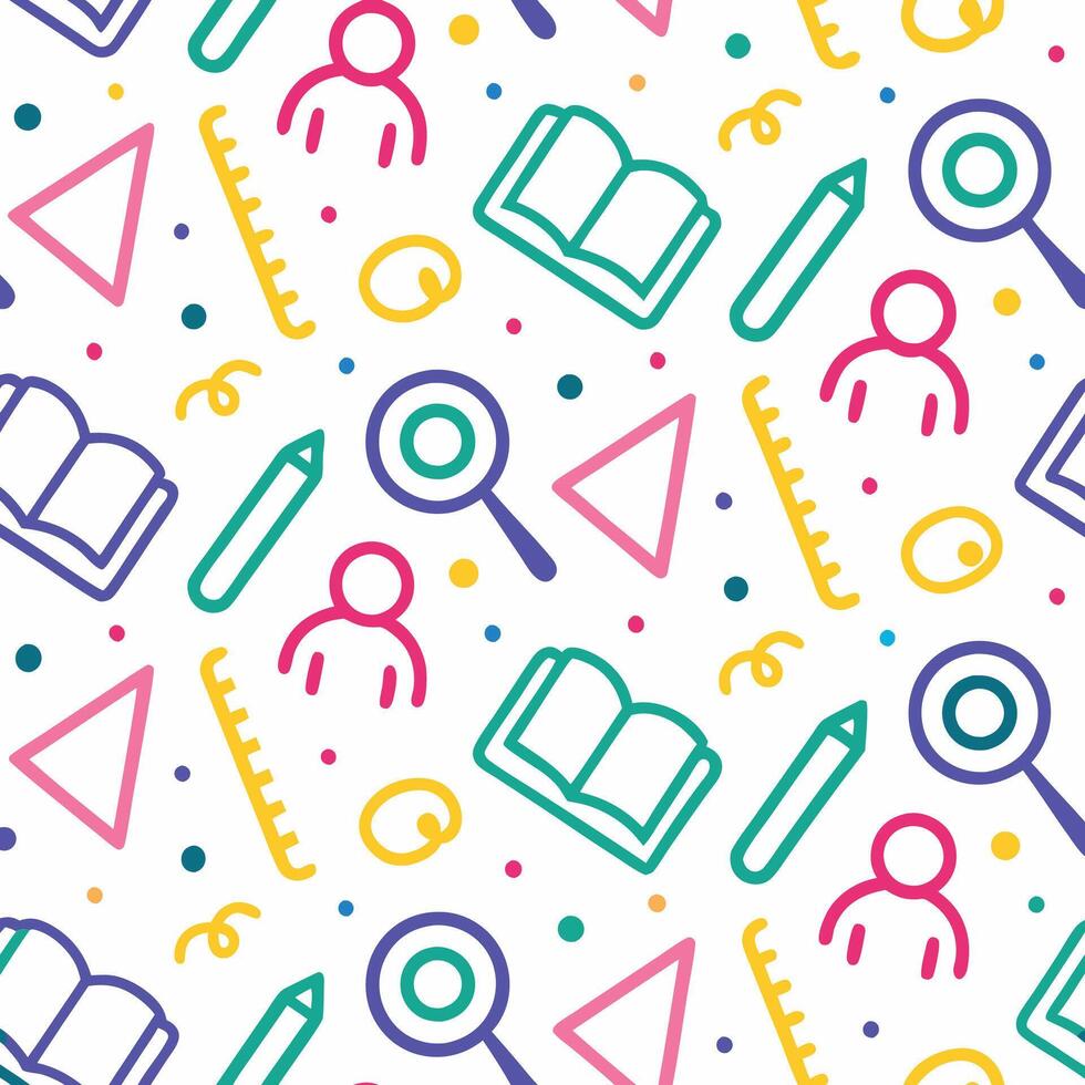 a colorful pattern with school supplies vector