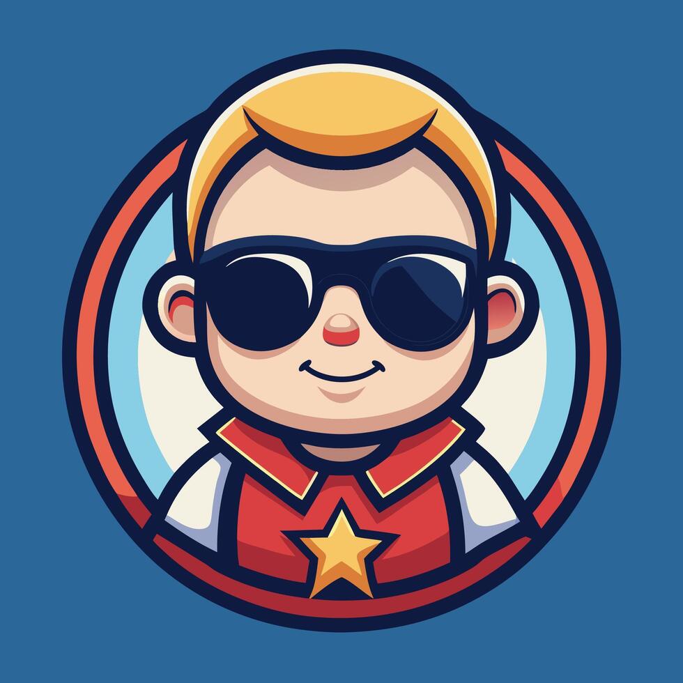 a cartoon character with sunglasses and a star on his chest vector
