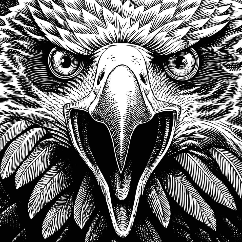 an eagle head with open mouth and open beak vector
