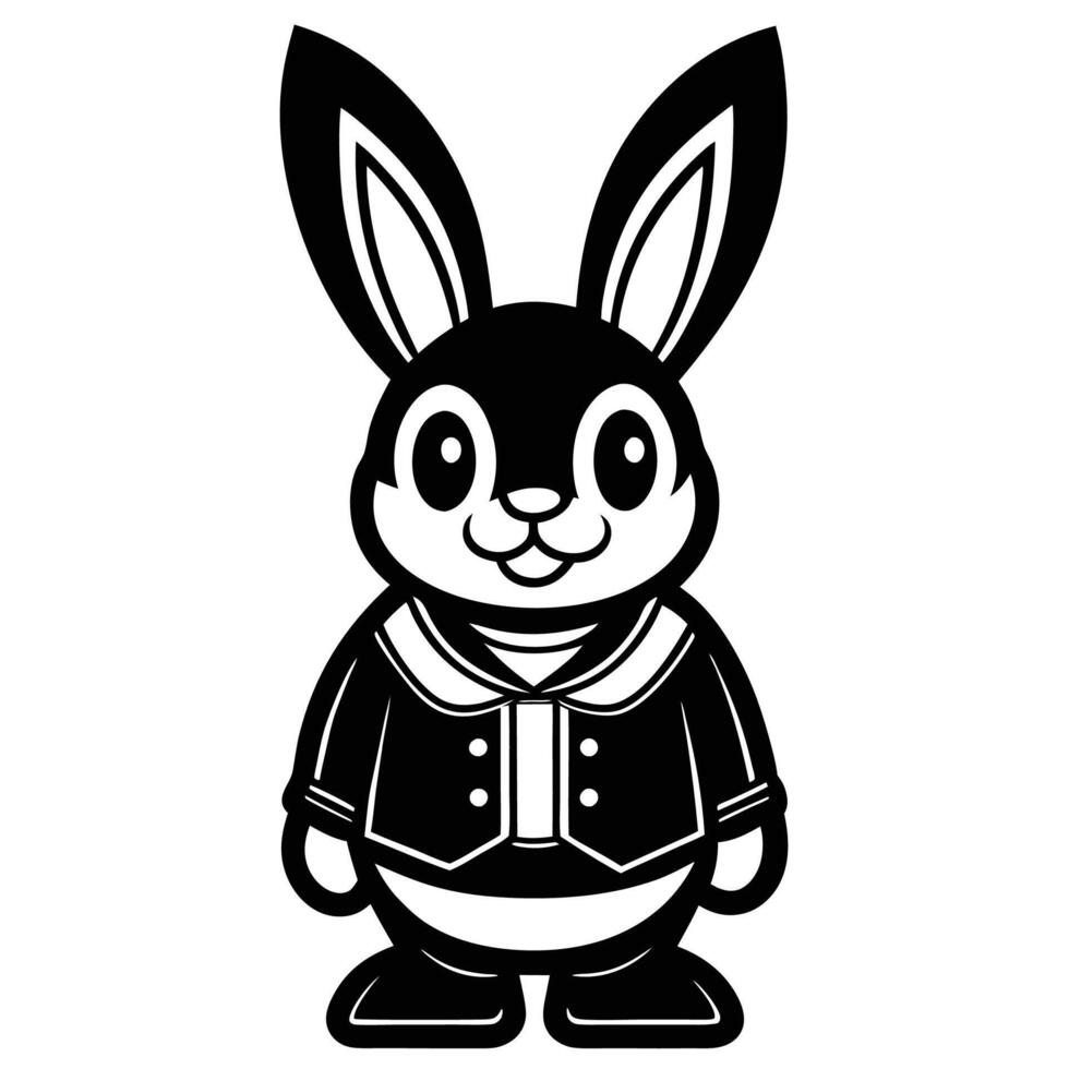 a black and white cartoon rabbit wearing a suit vector