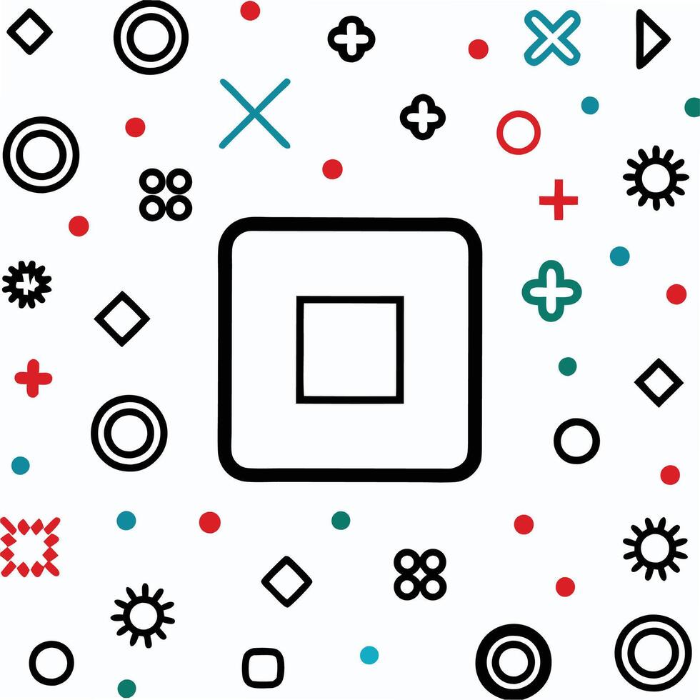 a square with various shapes and symbols on it vector