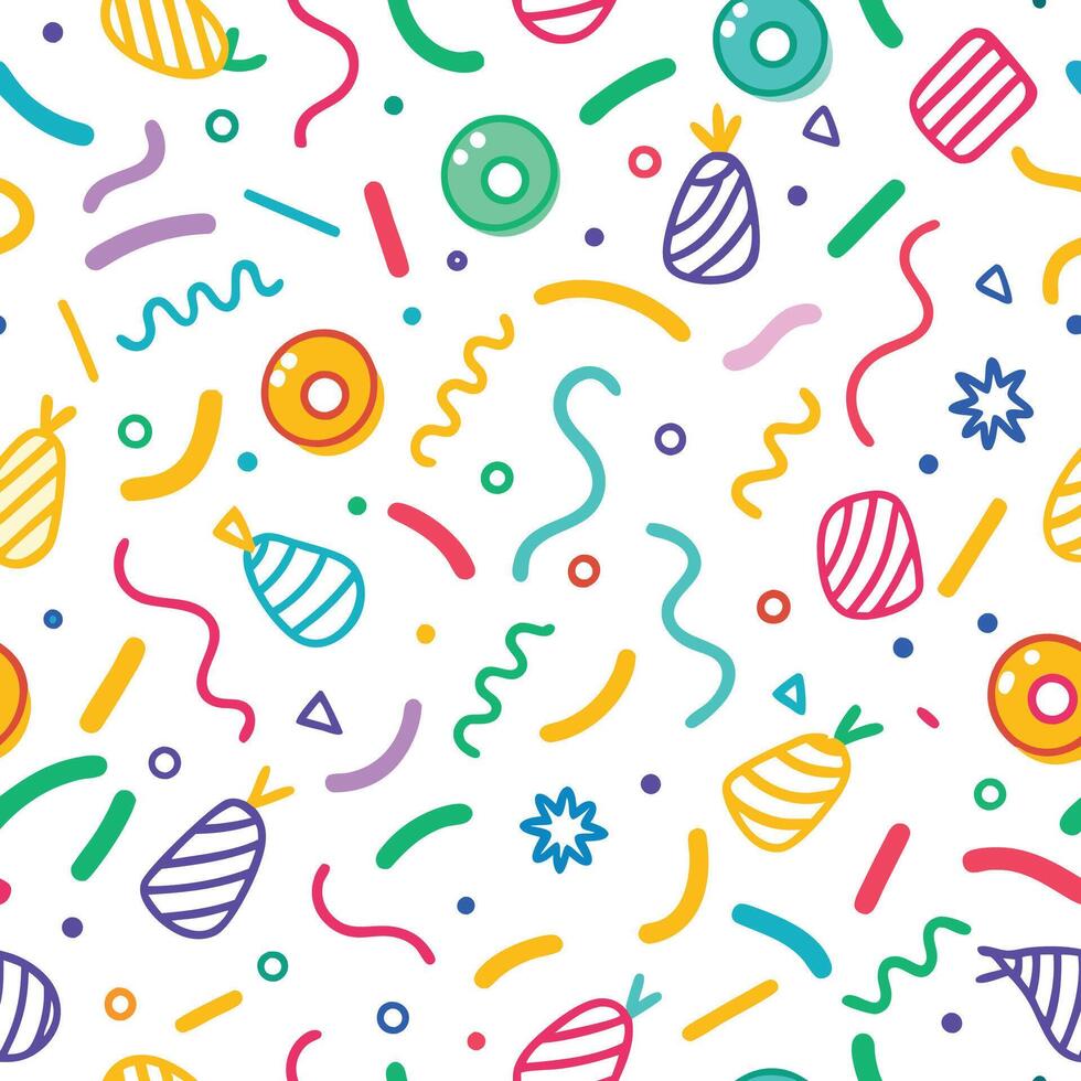 a colorful pattern with confetti and other items vector