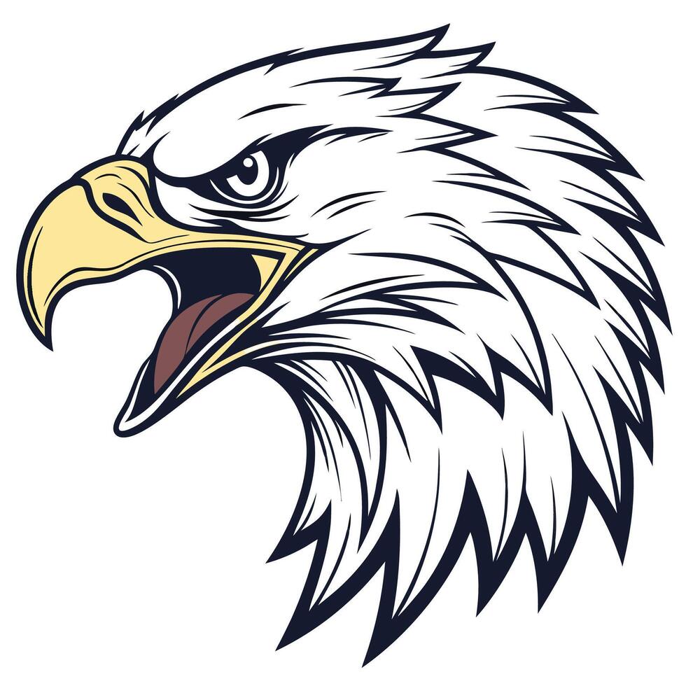 an eagle head with open mouth on a white background vector