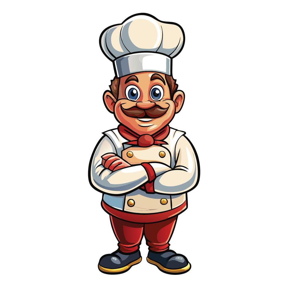 cartoon chef with arms crossed illustration vector
