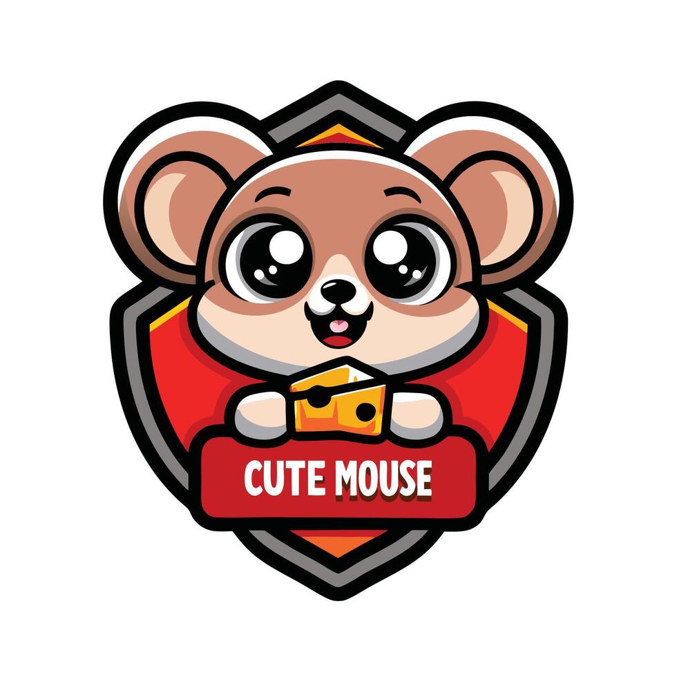 a cute mouse holding a piece of cheese vector